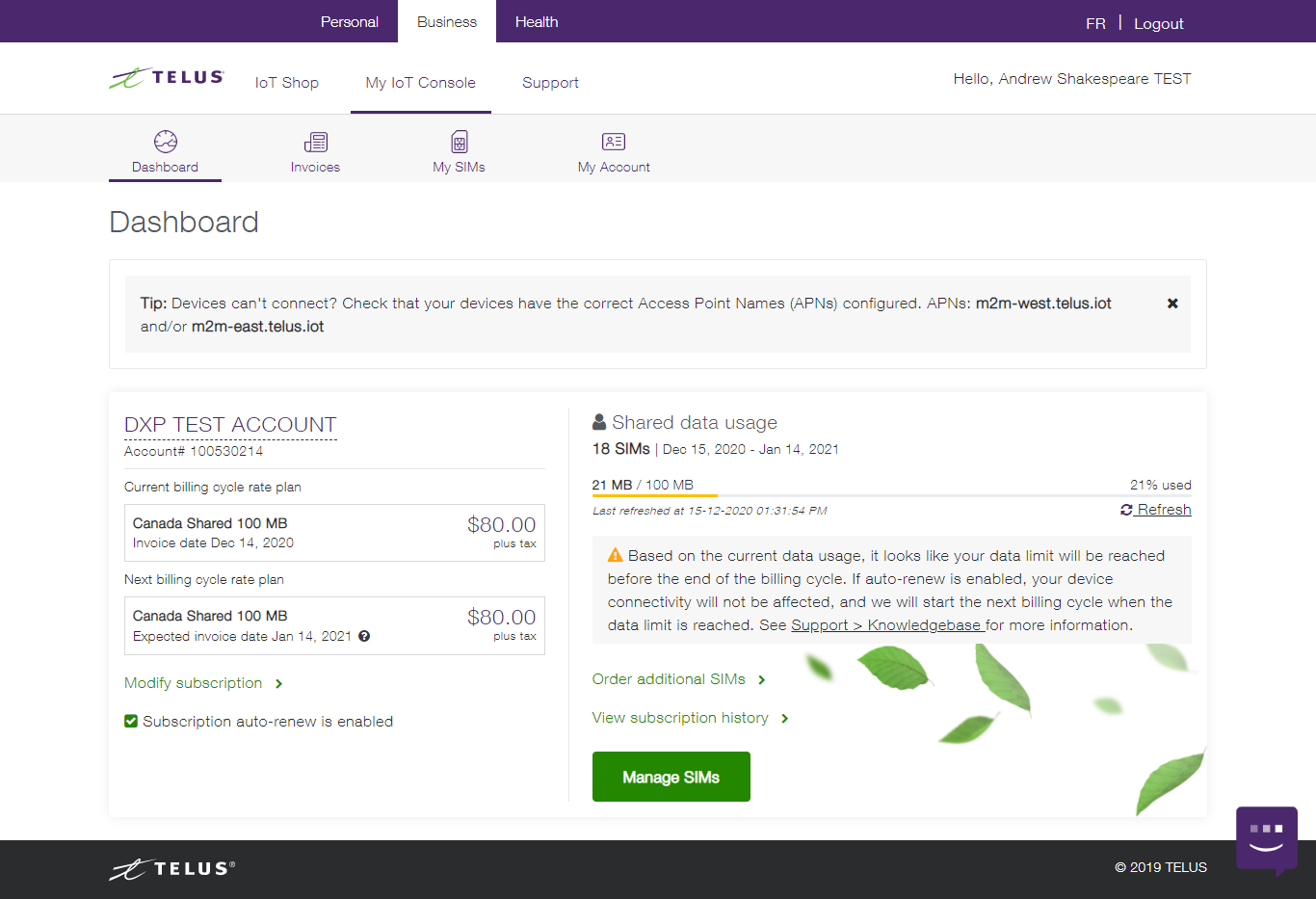 IoT Shop Dashboard