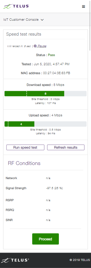ICC installer app confirm speed test page